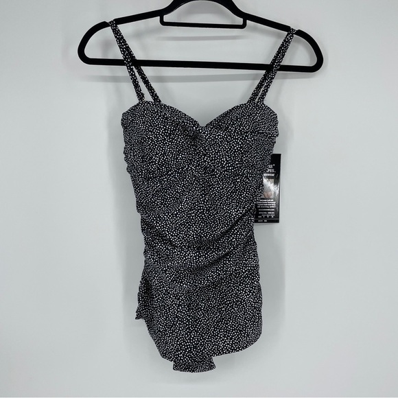 One piece Swimsuit shapewear black white rusched